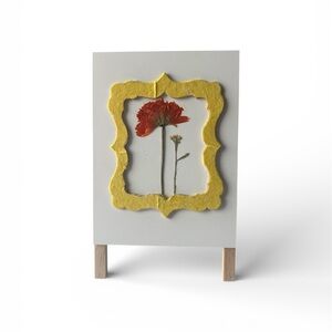 Framed Dried Flower Mini Art on Wooden Stand – One of a Kind